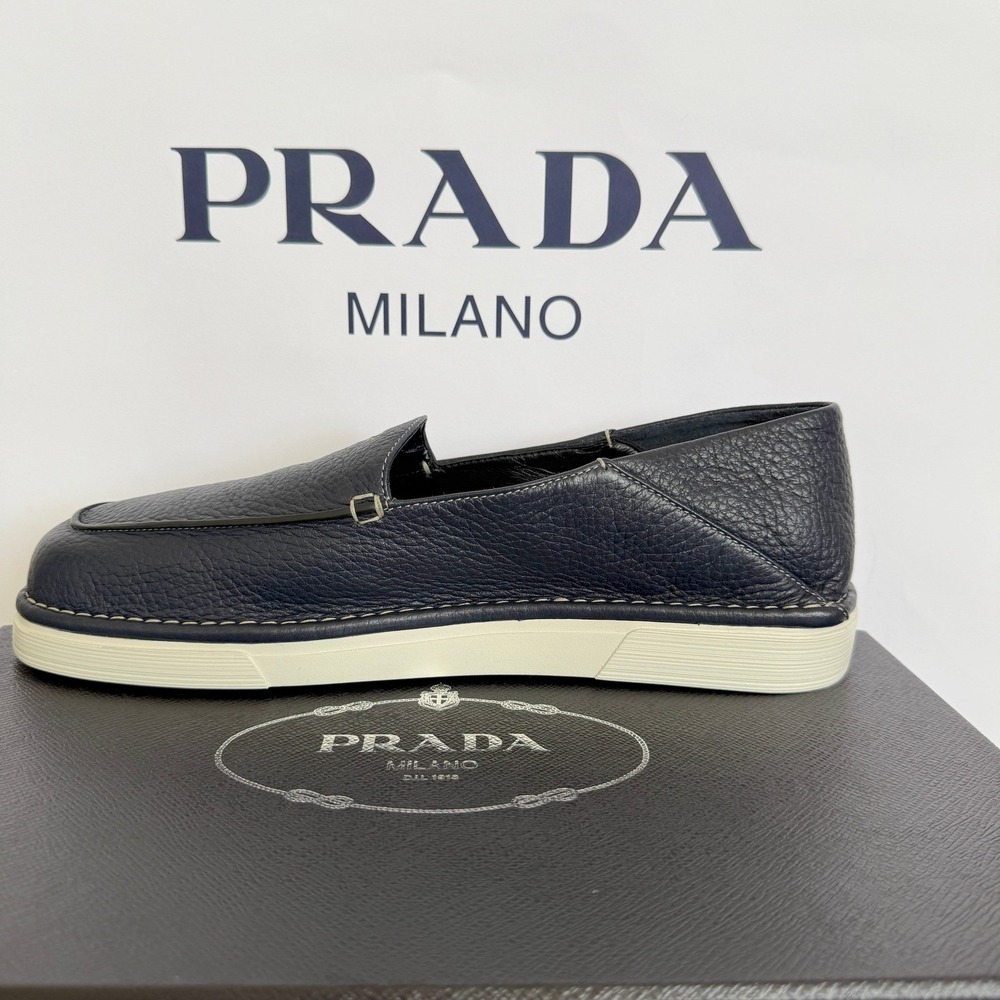 Prada Mens 2DF088 Baltico Blue Cervo Deerskin Leather Loafers UK 9 - Picture 6 of 16